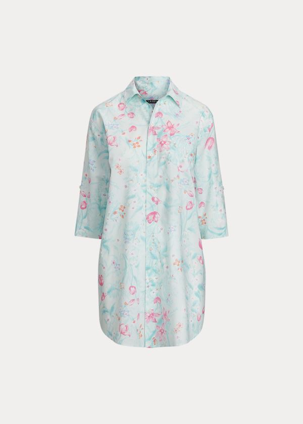 Women's Ralph Lauren Floral Cotton Sleep Shirt | 527901ATC